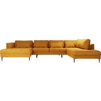 TRENDMANUFAKTUR Wohnlandschaft "Luzi, gemütliches Sofa, extra viel Platz, viele Kissen", Designsofa mit tollem Sitzkomfort, Metallfüße schwarz, Breite 361 cm von Trendmanufaktur