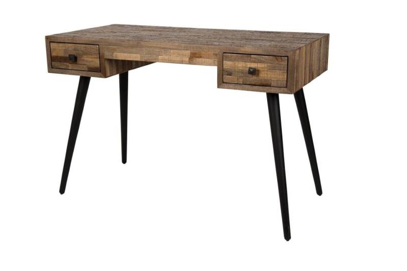 Schreibtisch LEO Platte recycled Teak mit 2 Schubläden von Trendmöbel24
