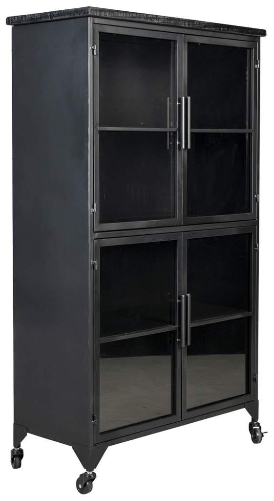 Schwarze Vintage Vitrine Kommode FERRE L von Trendmöbel24