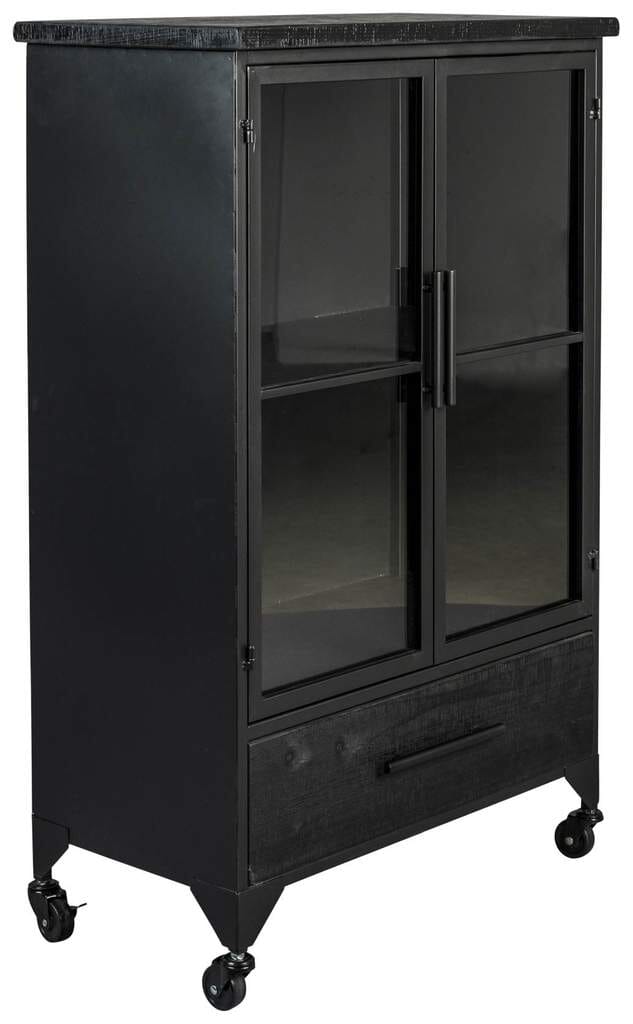 Schwarze Vintage Vitrine Kommode FERRE M von Trendmöbel24