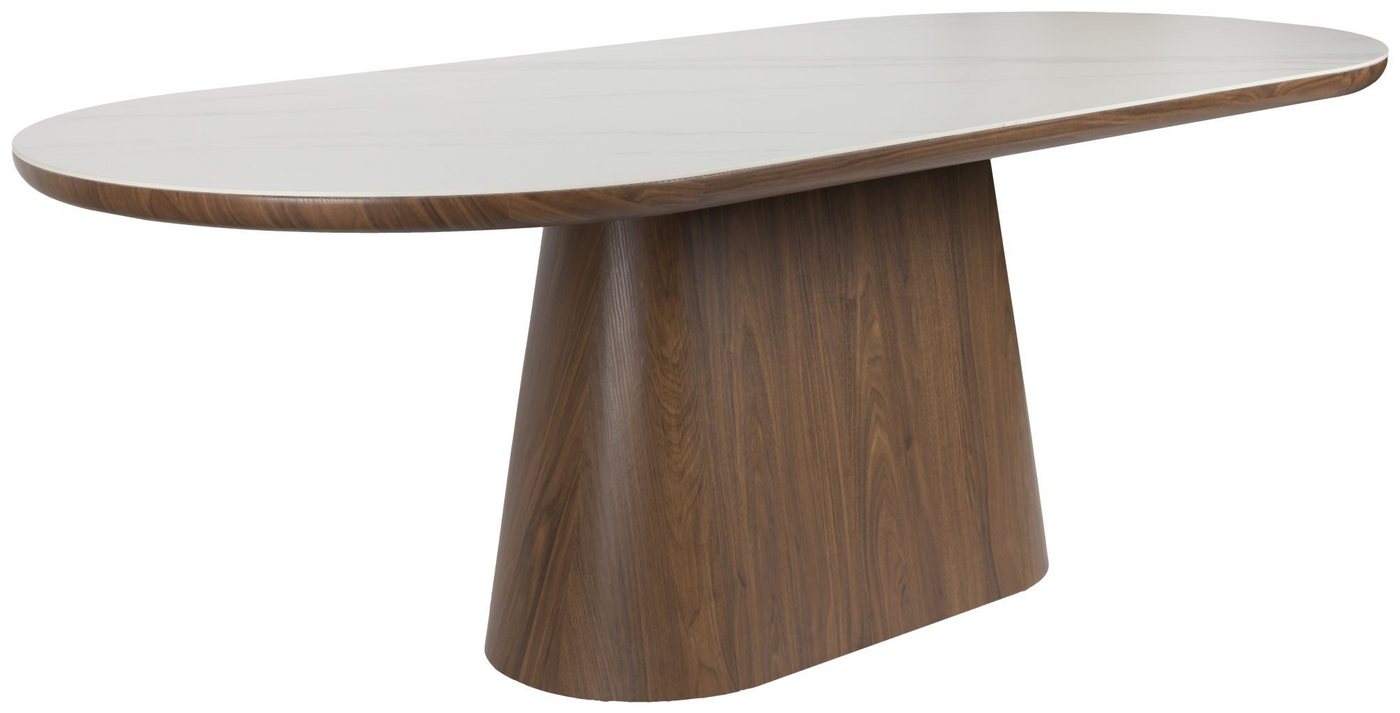 Trendmöbel24 Esstisch Esstisch Tisch ALMIRA Oval 200 x 90 Walnuss Platte in Marmoroptik von Trendmöbel24