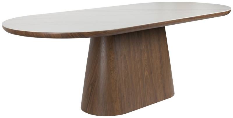 Trendmöbel24 Esstisch Esstisch Tisch ALMIRA Oval 200 x 90 Walnuss Platte in Marmoroptik von Trendmöbel24