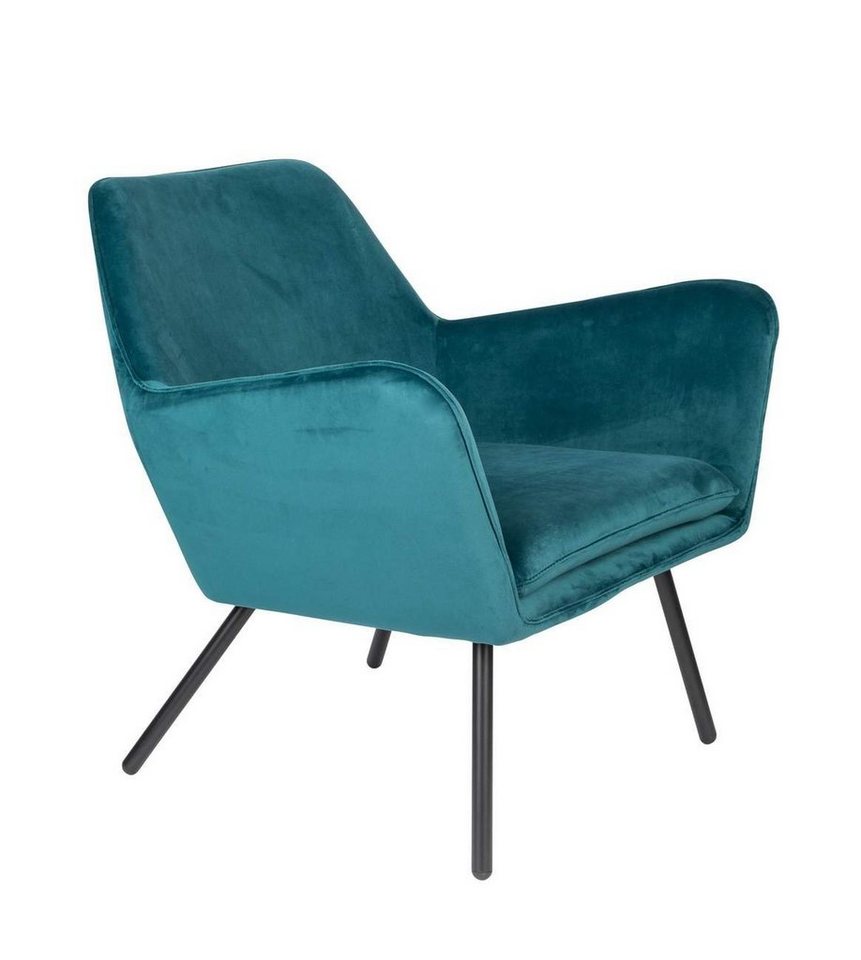 Trendmöbel24 Loungesessel Retro Sessel BON Velvet Blue - Samtstoff Petrol von Trendmöbel24