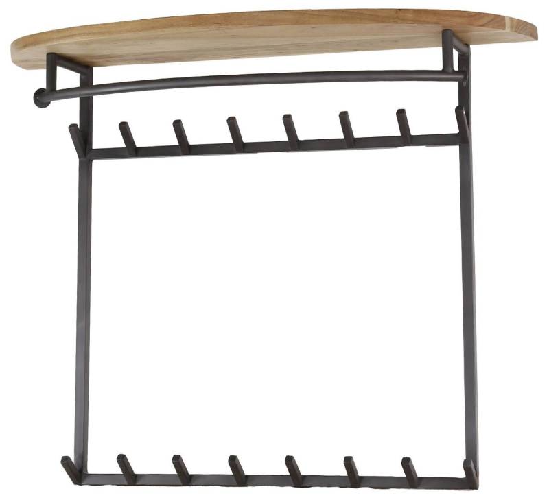 Trendmöbel24 Wandgarderobe Garderobe Wandgarderobe BOOG 16 Haken Hutablage Stahl Akazie natur von Trendmöbel24