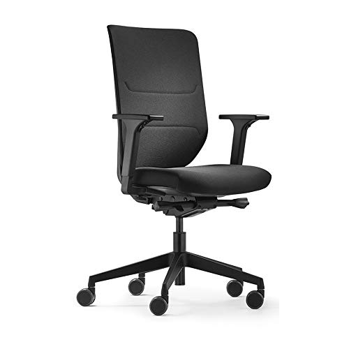 TREND OFFICE Trendoffice to-sync Comfort pro, ergonomischer Bürostuhl, mit Armlehnen, modernes Design, Homeoffice, umweltzertifiziert, by Dauphin (Black, Textil-Rückenlehne) von TREND OFFICE