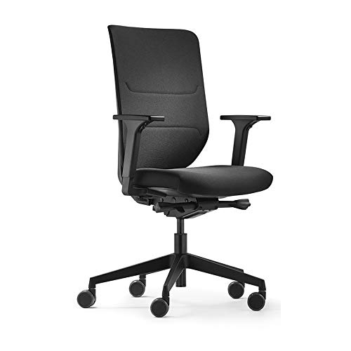 TREND OFFICE Trendoffice to-sync Comfort pro, ergonomischer Bürostuhl, mit Armlehnen, modernes Design, Homeoffice, umweltzertifiziert, by Dauphin (Black, Textil-Rückenlehne) von TREND OFFICE
