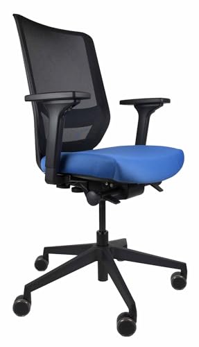 Trendoffice to-sync pro, ergonomischer Bürostuhl, mit Armlehnen, modernes Design, Homeoffice, umweltzertifiziert, by Dauphin (Schwarz/Azurblau, Netz-Rückenlehne) von Trendoffice