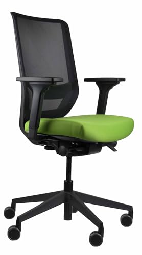 Trendoffice to-sync pro, ergonomischer Bürostuhl, mit Armlehnen, modernes Design, Homeoffice, umweltzertifiziert, by Dauphin (Schwarz/Grün, Netz-Rückenlehne) von Trendoffice