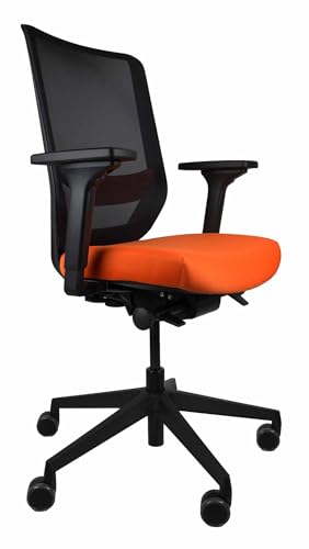 Trendoffice to-sync pro, ergonomischer Bürostuhl, mit Armlehnen, modernes Design, Homeoffice, umweltzertifiziert, by Dauphin (Schwarz/Orange, Netz-Rückenlehne) von Trendoffice