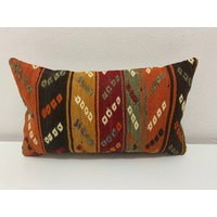 Kelim Kissen, 12X20 Inc, 30 X 50 cm Handgewebt Lumbar, Boho Sham Bezug, Deko Kissenbezug, Teppich von Trendpillowcover