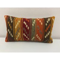 Kelim Kissen, 12X20 Inc, 30 X 50 cm Handgewebt Lumbar, Boho Sham Bezug, Deko Kissenbezug, Teppich von Trendpillowcover