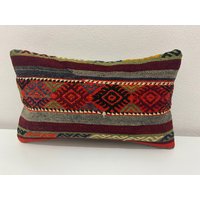 Kelim Kissen, 12X20 Inc, 30 X 50 cm Handgewebt Lumbar, Boho Sham Bezug, Deko Kissenbezug, Teppich von Trendpillowcover