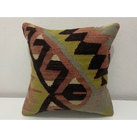 Kissenbezug Kissen, 16x16 Kelim Deko Boho Dekor, Sofa Akzent Kissenbezug von Trendpillowcover