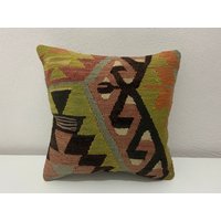 Kissenbezug Kissen, 16x16 Kelim Deko Boho Dekor, Sofa Akzent Kissenbezug von Trendpillowcover