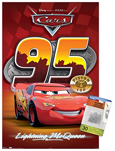 Trends International Disney Pixar Cars – Lightning Wandposter, 37,4 x 56,8 cm, Premium-Poster & Pinnnadel-Bündel von Trends International