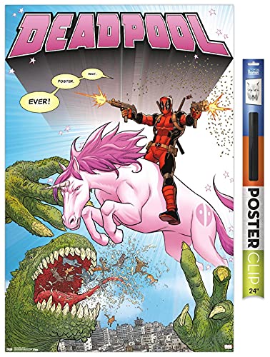 Trends International Marvel Comics – Deadpool – Einhorn-Wandposter, 56,8 x 86,4 cm, Premium-Poster und Clip-Paket von Trends International
