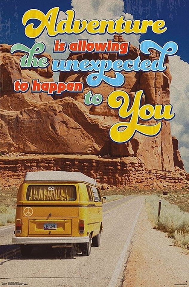 Trends International Poster Camper Van Poster Adventure Is Allowing The Unexpected 56,8 x 86,4 cm von Trends International