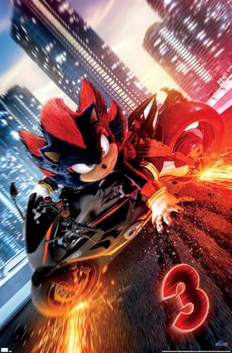 Trends International Sonic The Hedgehog 3 – Shadow Motorcycle One Sheet Wandposter, 56,8 x 86,4 cm, ungerahmte Version von Trends International