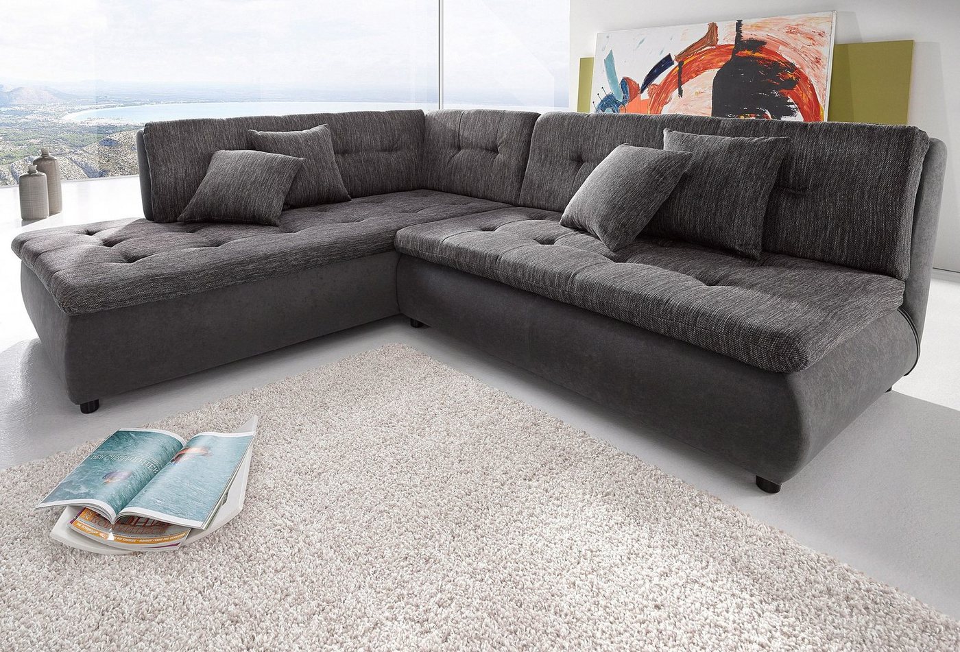 Trends by HG Ecksofa Pool L-Form, wahlweise mit Bettfunktion, frei im Raum stellbar von Trends by HG