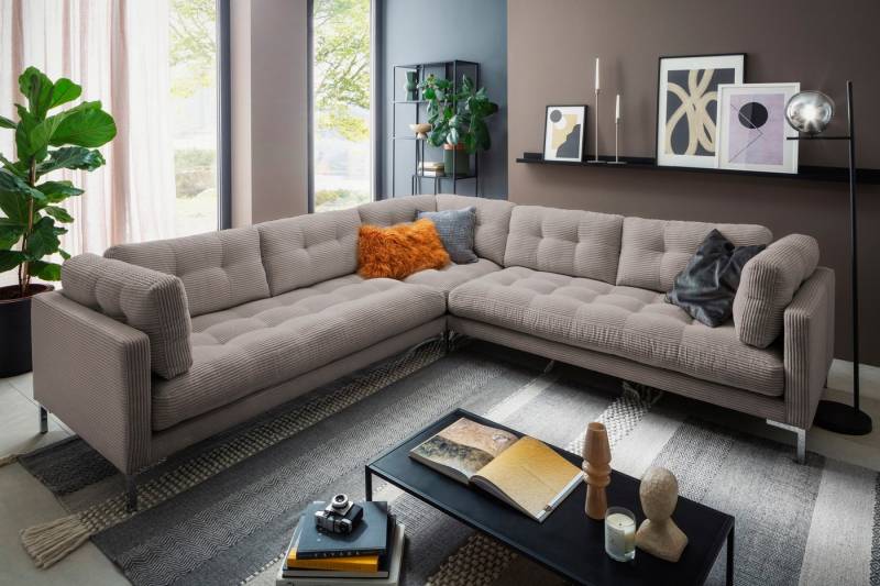 Trends by HG Wohnlandschaft Landau U-Form, in Cord-Stoff mit Metallfuß von Trends by HG