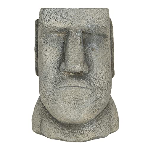 Trends & Trade Pflanztopf Osterinsel Moai Figur 16 x 11 cm Kopf Steinguss Garten Blumentopf Pflanzgefäß Deko GCE F86 von Clayre & Eef