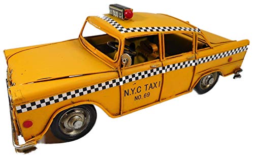 Trends & Trade gelbes New York Taxi Deko Blechauto 27 x 12 cm N.Y.C. NO. 69 Wagen Car Sammlerstück Blech Auto Car Modell Retro Nostalgie Figur GCE F70 von Trends & Trade