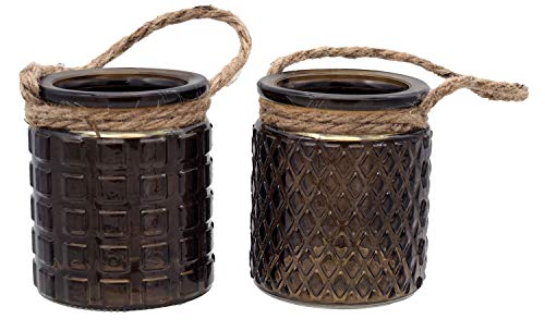 Windlicht Teelichthalter Braun Tischdeko Garten Quadrate Rauten Glas mit Kordel 2 Stück Windlicht Teelichthalter Braun Tischdeko Garten Quadrate Rauten Glas mit Kordel 2 Stück von Trends & Trade