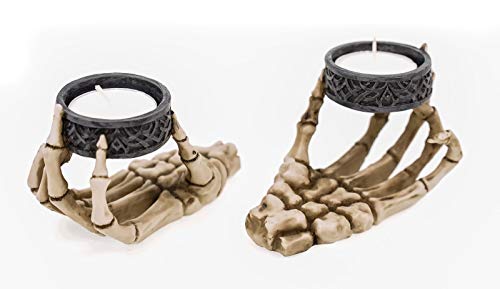 2er Set Teelichthalter Skeletthand Skelett Totenschädel Totenkopf Gothic Figur Teelicht Kerze 2er Set Teelichthalter Skeletthand Skelett Totenschädel Totenkopf Gothic Figur Teelicht Kerze von Trends & more