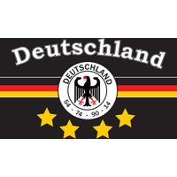 Flagge DEUTSCHLAND 7 Fußball 4 STERNE schwarz 90 x 150 cm Fanartikel, Flagge '54,'74,'90,'16 von Trends4cents