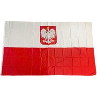 Flagge Polen mit Wappen 150 x 250 cm Fahne mit 3 Ösen 100g/m² Stoffgewicht von Trends4cents