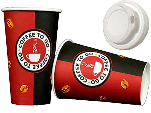 Trendsky MADE IN DE, 100 Kaffeebecher Pappe 400ml 16oz Pappbecher Coffee to go 0,4 L Becher mit Deckel von Trendsky