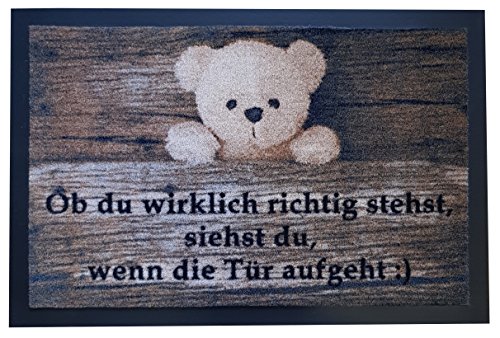 Trendstern Trendprodukteshop Fußmatte Fußabtreter Fußabstreifer Schmutzmatte Motiv Design Eule Cat Katze Hund Dog OWL (braun-Teddy-Bär) von Trendstern