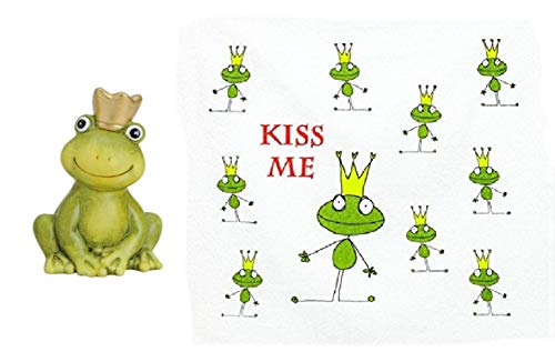 Trendstern® Trendprodukteshop 2 Handtücher Frosch Frotteehandtuch Froschkönig+ Deko-Frosch als Set von Trendstern Trendprodukteshop
