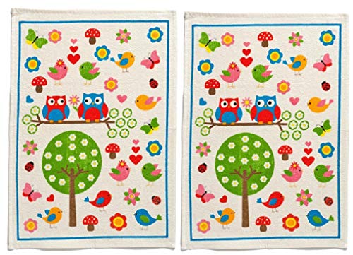 Trendstern® Trendprodukteshop 2'er Set Handtücher Eule Baumwolle Frottee Handtuch Gästehandtücher von Trendstern Trendprodukteshop
