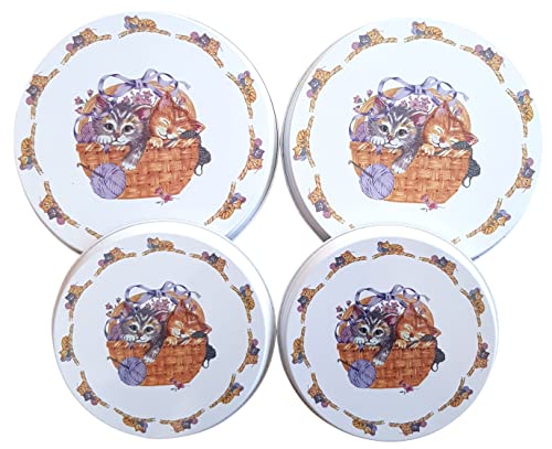 Trendstern Trendprodukteshop Aluminium Herdabdeckplatten 4 er Set Nostalgie Kätzchen Katze Küchen Motiv, Weiß von Trendstern Trendprodukteshop