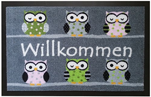 Trendstern Trendprodukteshop Fußmatte Fußabtreter Schmutzmatte Motiv Design Eule OWL (grau) von Trendstern Trendprodukteshop