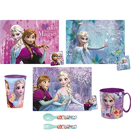 Frozen Tisch-Set 9-teilig Tischunterlage Untersetzer Tasse Becher Besteck Eiskönigin (Variante 1) von Trendstern