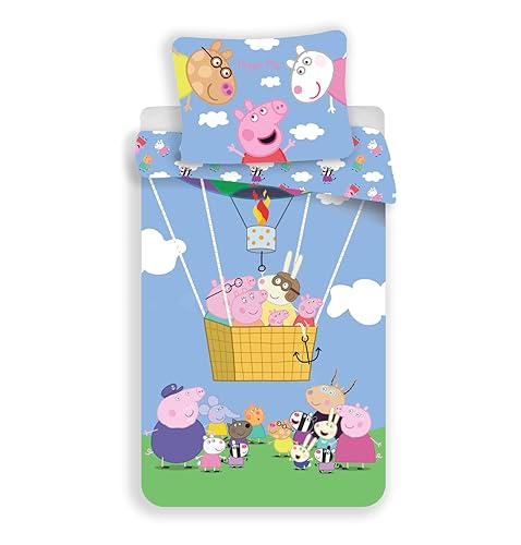 Peppa Pig Bettwäsche Ballon 140 x 200 cm mit Reißverschluss von Trendstern