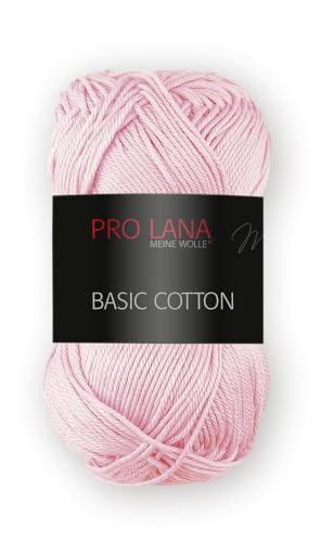Pro Lana Basic Cotton uni - Häkelgarn - Strickgarn - Ab 10 Stück Kauf 1 x Gratis - 100% Baumwolle - 1 Knäuel 50 g / 125 m - Nadelstärke 3-3,5 - Glänzend und hautfreundlich (0033 - Babyrosa) von Trendstern