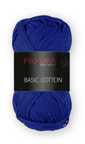 Pro Lana Basic Cotton uni - Häkelgarn - Strickgarn - Ab 10 Stück Kauf 1 x Gratis - 100% Baumwolle - 1 Knäuel 50 g / 125 m - Nadelstärke 3-3,5 - Glänzend und hautfreundlich (0054 - Blau) von Trendstern