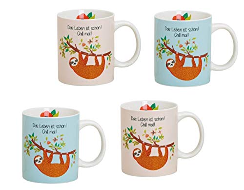 Tasse Faultier 4 er Set Kaffeetassen Teetassen Becher Cup von Trendstern