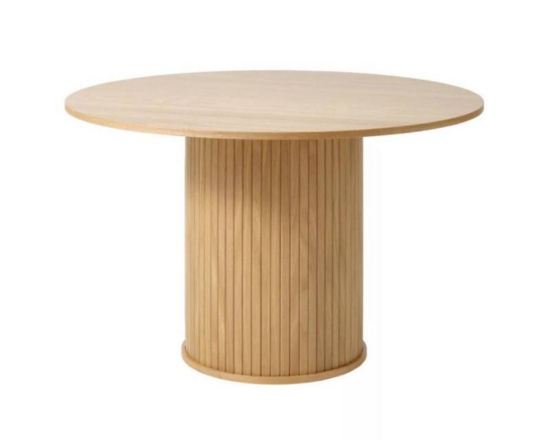 Liadomo Esstisch Uriel, runde Tischplatte, Eiche Furnier, Säulenfuß Lamellenoptik, drei Farben von Liadomo