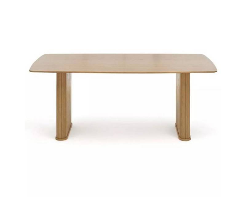 Liadomo Esstisch Uriel, Tischplatte in Bootsform, Gestell in Lamellenoptik, Eiche Furnier von Liadomo