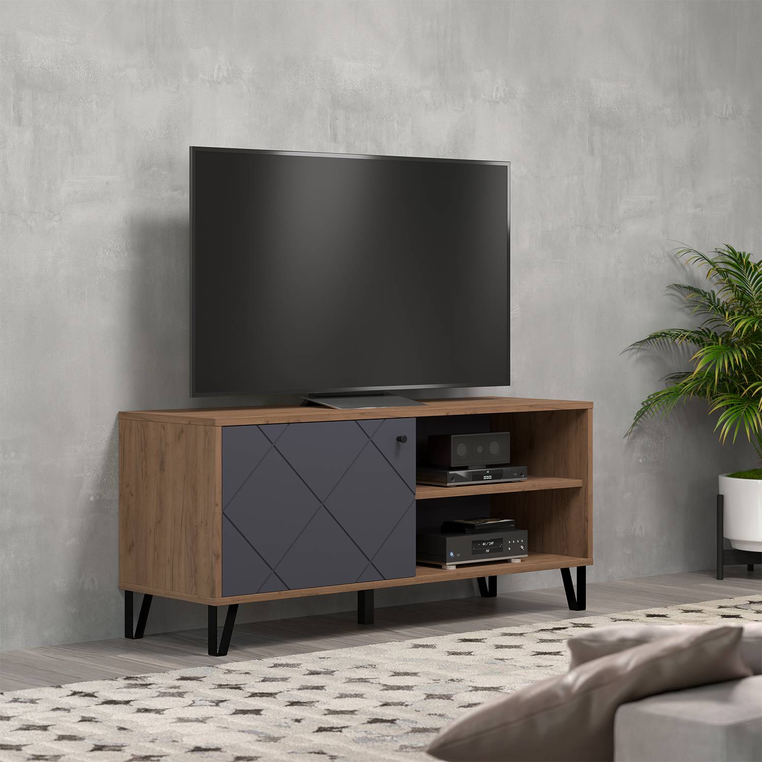 home24 TV-Lowboard Montez Spanplatte / MDF Mitteldichte Holzfaserplatte / HDF Hochdichte Faserplatte , beschichtet Braun 123cm home24 TV-Lowboard Montez Spanplatte / MDF Mitteldichte Holzfaserplatte / HDF Hochdichte Faserplatte , beschichtet Braun 123cm von home24