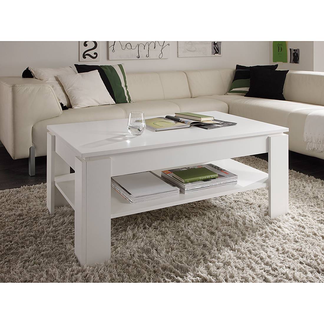 Trendteam Couchtisch Elliot Spanplatte Weiß Rechteckig Modern 110x47x65 cm (BxHxT) von Trendteam