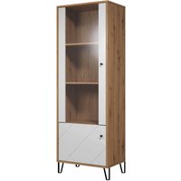 Vitrine Touch weiß matt Eiche Artisan Nachbildung B/H/T: ca. 63x172x40 cm von Trendteam