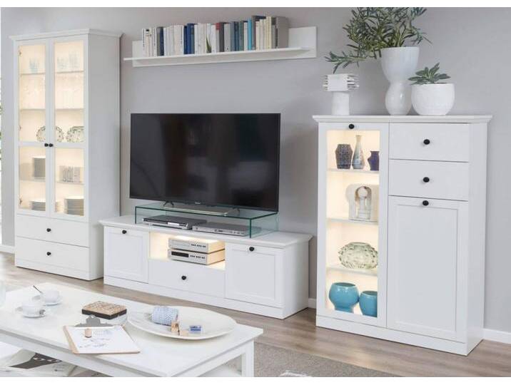 Wohnwand Baxter in weiß Schrankwand 331 cm von Trendteam