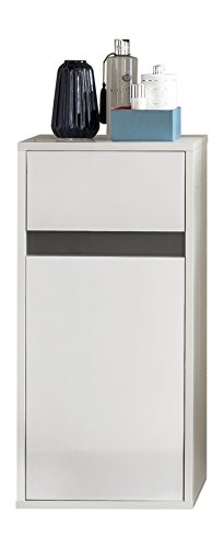 trendteam smart living - Sol - Wandschrank - Weiß Hochglanz - Hängeschrank mit 1 Tür, 1 Einlegeboden und 1 Schublade - (BxHxT) 35 x 73 x 31 cm - Grau Dekor von trendteam smart living