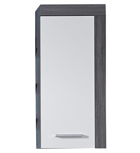 trendteam smart living - Hängeschrank Wandschrank - Badezimmer - Miami - Aufbaumaß (BxHxT) 36 x 79 x 23 cm - Farbe Rauchsilber mit Weiß - 125950303 von trendteam smart living