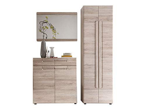 trendteam smart living - 3-teilige Garderobenkombination Garderobenmöbel - Garderobe - Malea - Aufbaumaß (BxHxT) 170 x 188 x 38 cm - Farbe Eiche San Remo Hell - 132492190 von trendteam smart living